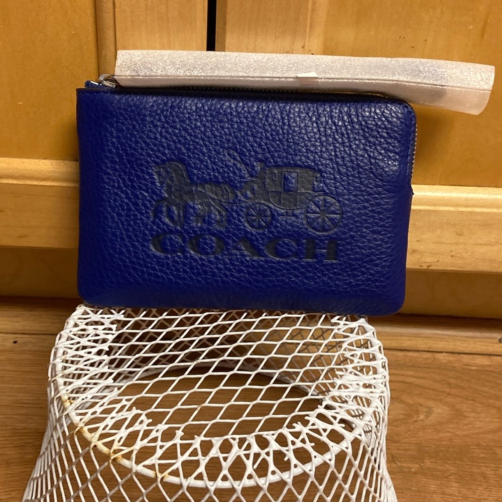 Coach Royal blue Horse & buggy wristlet NWT